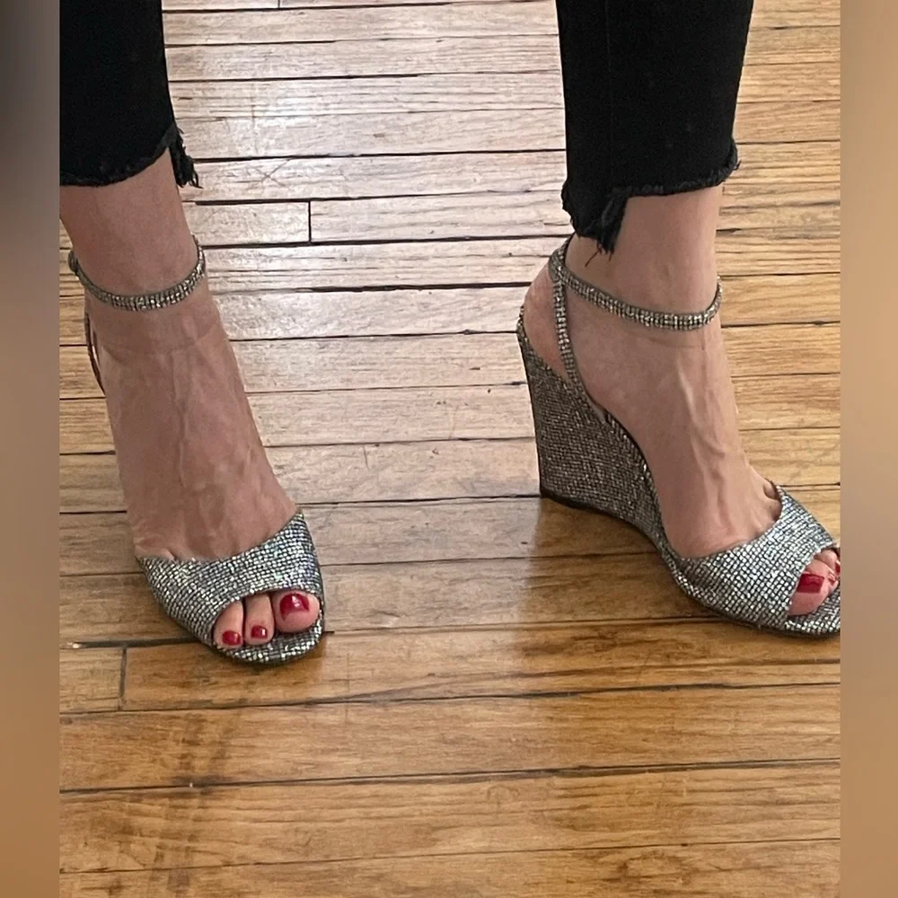 SJP (Sarah Jessica Parker) Glitter Wedge “Boca” Sandals (size 37.5) - Picture 11 of 14